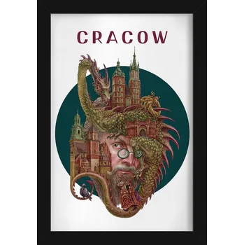 Obraz Obraz v rámu na zeď Rozměr 20x30 Krakov: Mariánský kostel a Drak Wawelský