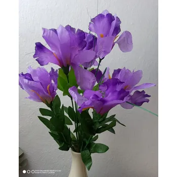 umělá květina Kytice irisů 24 cm, fialová