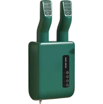 Nástěnný elektrický vysoušeč obuvi s výkonem 200 W a sterilizační funkcí pro rychlé a šetrné sušení bot s připojením na 220V zelená