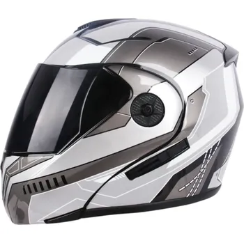 Motocyklové brýle Šedá vyklápěcí motocyklová helma Dvojité hledí Sluneční clona Tmavé vnější hledí Cestovní moto přilba Bezpečnostní výbava S (55-56 cm)