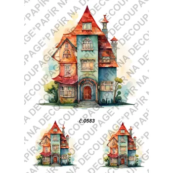 Umělecký papír Rýžový a soft papír na decoupage - Domy - KB0583 Materiál: Soft, Rozměr: A4