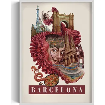 Obraz Obraz nástěnná dekorace Vintage retro styl Barcelona Sagrada Familia 70x100