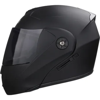 Motocyklové brýle Vyklápěcí motocyklová helma s dvojitým hledím Tmavé vnější sklo Vnitřní sluneční clona Ochranná přilba na motorku pro muže i ženy černá XL (61-62 cm)