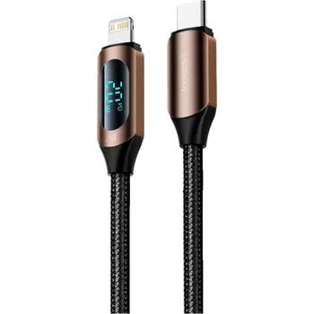 Datový kabel Rychlonabíjecí kabel 20 W USB C na Lightning 1 m nabíjecí kabel pro iPhone s LED indikátorem PD podpora 480 Mbps přenos dat kompatibilita iOS hnědá