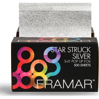 Žehlička na vlasy Framar Texturovaná fólie stříbrná STAR STRUCK 13x28 cm 500 ks
