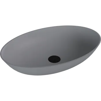 Umyvadlo BANERA OVAL umyvadlo na desku, litý mramor, 60x40cm, šedá mat