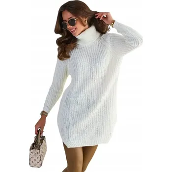 Dámský svetr Royalfashion dámský svetr bílý oversize do půli stehen, univerzální velikost