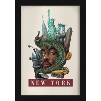 Obraz Rámeček s obrazem Retro styl New York Socha svobody Brooklynský most 20x30 cm