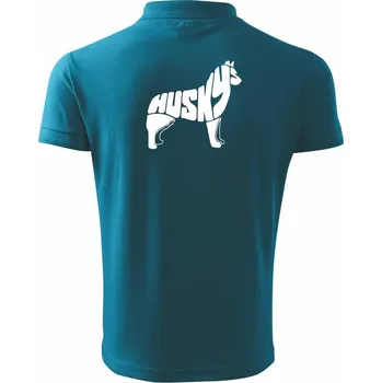 Pánská košile Husky - text v těle - Polokošile pánská Pique Polo 203 - L ( Tmavý tyrkys )