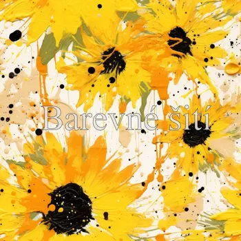 Úplet, Slunečnice výrazná malba (E) (Top kvalitní úplet Bella digitisk)
