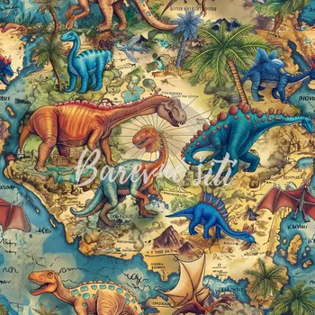 Úplet, Dinosauři na mapce (E) (Top kvalitní úplet Bella digitisk)