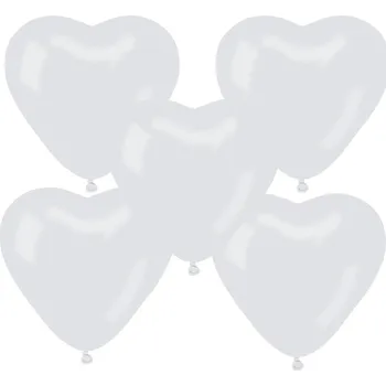 Balónek 5 kusů Balónky ve tvaru Srdce, 10 palců (25 cm), Bílé, ideální pro helium