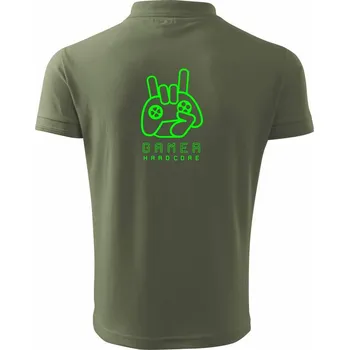 Pánská košile Hardcore gamer - ruka - zelená - Polokošile pánská Pique Polo 203 - S ( Khaki )