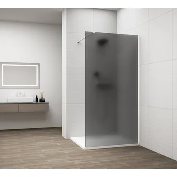 ESCA WHITE MATT jednodílná sprchová zástěna k instalaci ke stěně, kouřové matné sklo, 900 mm
