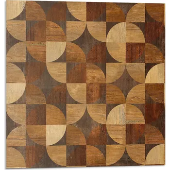 Samolepicí obkladové dlaždice na zeď – vinylové, geometrický vzor dřeva, 9 ks, 30x30 cm