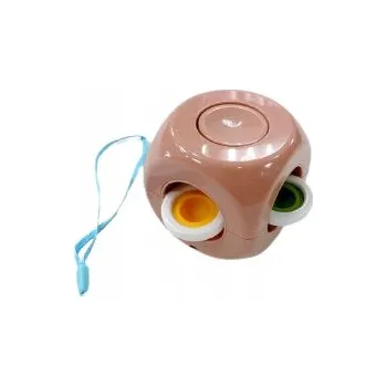 Hračka pro nejmenší Antistresová magická kostka hnědá 7x7x7 cm