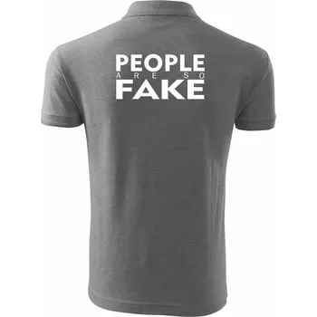 Pánská košile Fake people - Polokošile pánská Pique Polo 203 - 3XL ( Tmavě šedý melír )