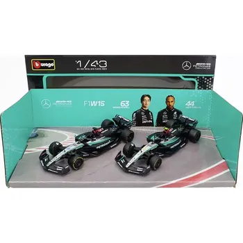 autíčko Mercedes-AMG Set F1 2x W15 No.44 L.Hamilton+No.63 G.Russell (sběratelský model, určeno pouze k vystavení)