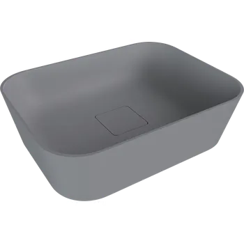 Umyvadlo BANERA SQUARE umyvadlo na desku, litý mramor, 50x36cm, šedá mat