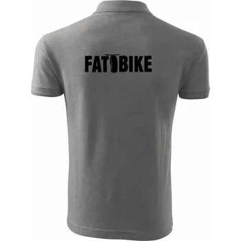 Pánská košile Fat bike nápis - Polokošile pánská Pique Polo 203 - 5XL ( Tmavě šedý melír )