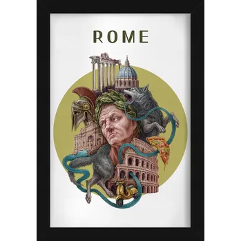 Obraz Moderní nástěnná dekorace Řím Koloseum Vlčice Pantheon Pizza 20x30 cm