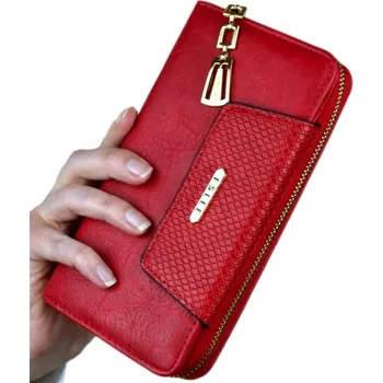 Dámská peněženka červená velká na zip módní organizér zip stylová
