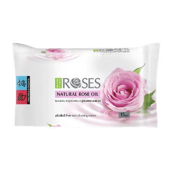 Péče o ruce Agiva Vlhčené ubrousky na ruce a tělo bez alkoholu a parabenů, s růžovým olejem, 15 ks