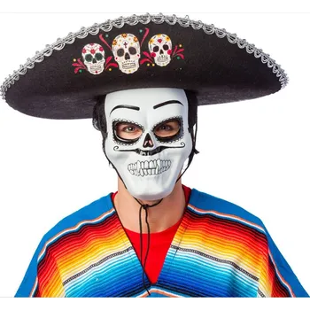 Karnevalový kostým Klobouk s lebkami - Černý