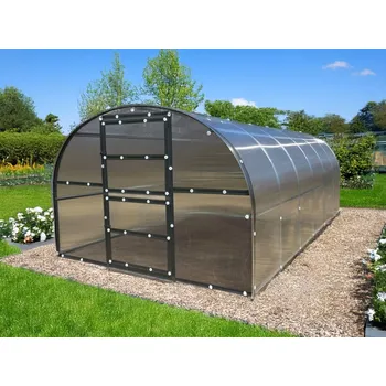 Skleník Skleník LANITPLAST KYKLOP2 3x6 m PC 8 mm černý LG4381 + Automatický otvírač univerzální + skleníkové těsnění 12 m + akrylátová barva na kov 0,7 kg v hodnotě 2359,-