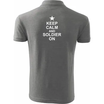 Pánská košile Keep calm and soldier on - Polokošile pánská Pique Polo 203 - 5XL ( Tmavě šedý melír )