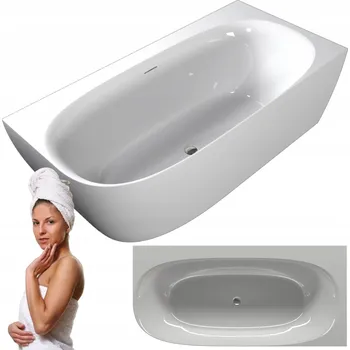 Vana Volně stojící vana k postavení ke zdi RIHO OMEGA levá 170x80 sifon chrom forma slim