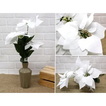 umělá květina Umělá kytice vánoční hvězda bílá 50 cm