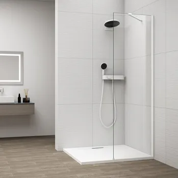 ESCA WHITE MATT jednodílná sprchová zástěna k instalaci ke stěně, sklo čiré, 500 mm