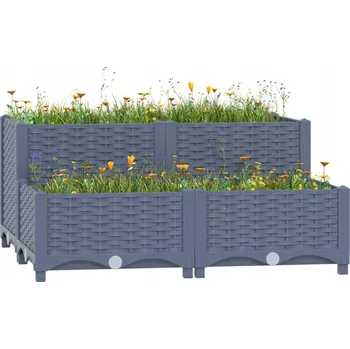 Květináč VidaXL šedý plast Květináč 80 cm x 80 x 38 cm