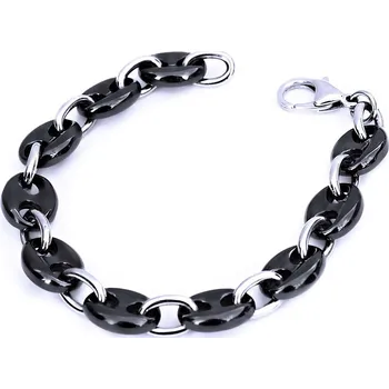 Šperk Ocelový Náramek - Černá Keramika / Coffee / Black 5386