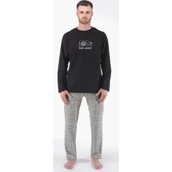Pánské pyžamo Pánské pyžamo dlouhé - černá šedá - XXXL