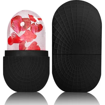 Kosmetická ledová kapsle z měkkého silikonu pro osvěžení obličeje a zklidnění pleti vhodná pro bylinné a přírodní výtažky černá