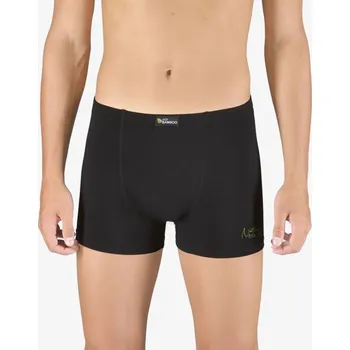 Pánská móda GINA pánské boxerky kratší nohavička, šité, s potiskem Eco Bamboo 73129P - černá olivová - 54/56