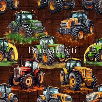 Úplet, Traktory na hnědé (E) (Top kvalitní úplet Bella digitisk)