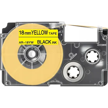 Pásek do tiskárny Páska pro Casio XR-18YW 18mmx8m – Černá/Žlutý Podklad KP-36496