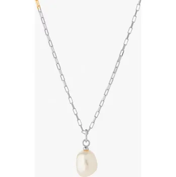 Náhrdelník Pozlacený náhrdelník s perlou, WHITE ORCHID Povrchová úprava stříbra: bílé zlato