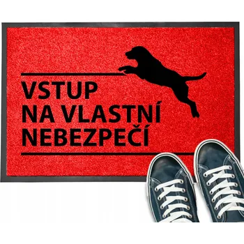 VSTUPNÍ ROHOŽKA ČERVENÁ 40X60 POD DVEŘE NÁPIS MILUJI SVŮJ DOMOV VZOR