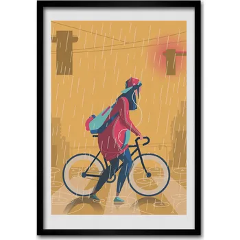 Obraz Nástěnný foto obraz v rámu Kolo v dešti 50x70 cm