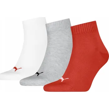 Pánské oblečení PONOŽKY PUMA PONOŽKY KOTNÍKOVÉ PONOŽKY ČERVENO-ŠEDÉ/BÍLÉ vel. 43-46