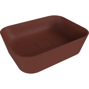 Umyvadlo BANERA SQUARE umyvadlo na desku, litý mramor, 50x36cm, hnědá mat