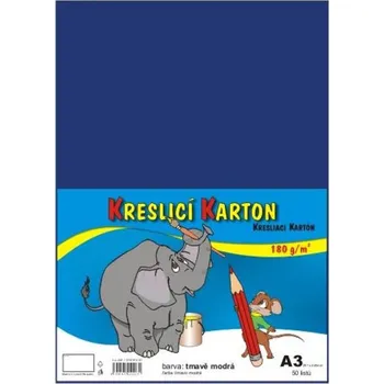 Barevný papír Karton barevný kreslicí A3 (420 x 297 mm), 50 listů /180g tmavě modrý E