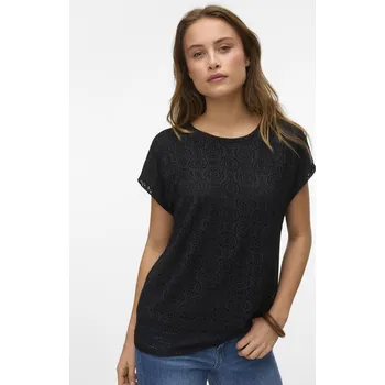 Dámské tričko Vero Moda dámské krajkové triko Maya Ava černé Velikost: M