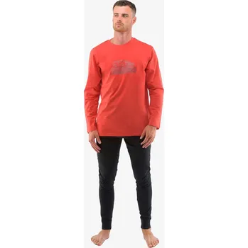 Pánské pyžamo Dlouhé pánské pyžamo - červená černá - XXL