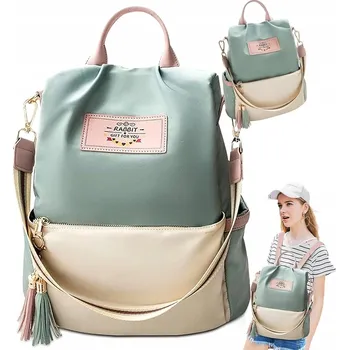 DÁMSKÝ BATOH BATŮŽEK KABELKA TAŠKA 2V1 PROSTORNÝ Pásek Mint Městský Retro