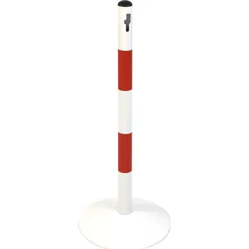 Popelnice HAPPY END Kovový sloupek, 90 cm, červená / bílá - CV 6091